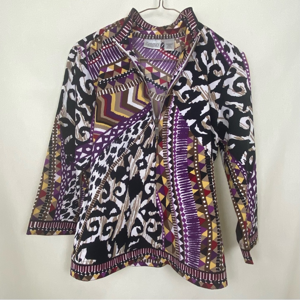 Zenergy By Chico’s Lightweight Animal print Multicolor Stretch Activewear Jacket